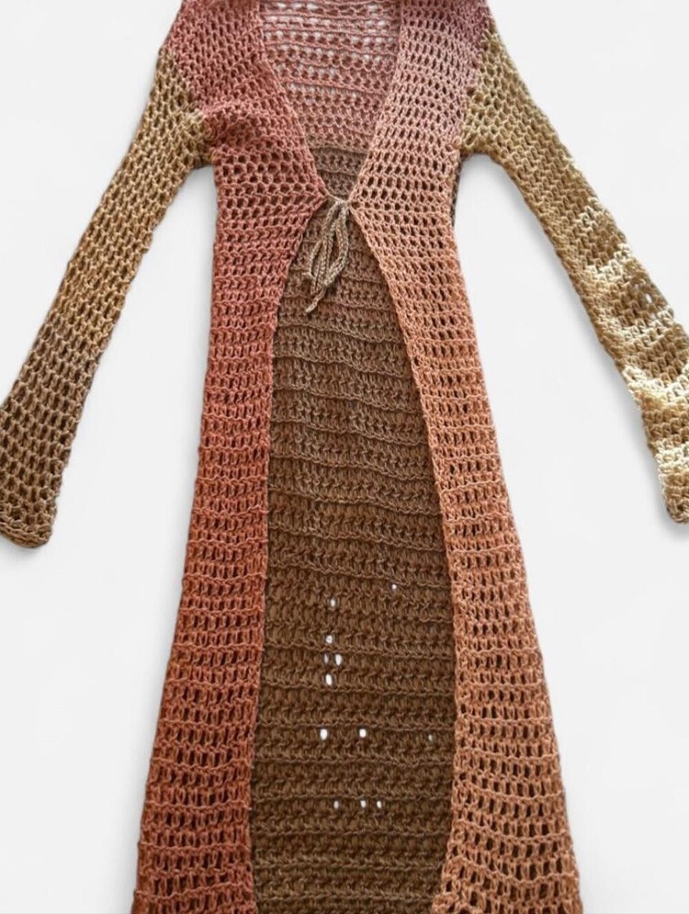 Handmade Multi-colored Crochet Cardigan Duster